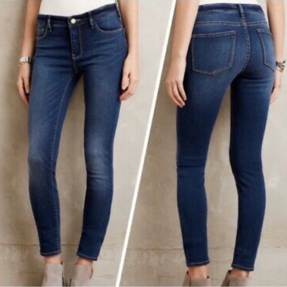 Pilcro and the letterpress {ANTHROPOLOGIE} Dark Wash Skinny Jeans Serif Fit 29